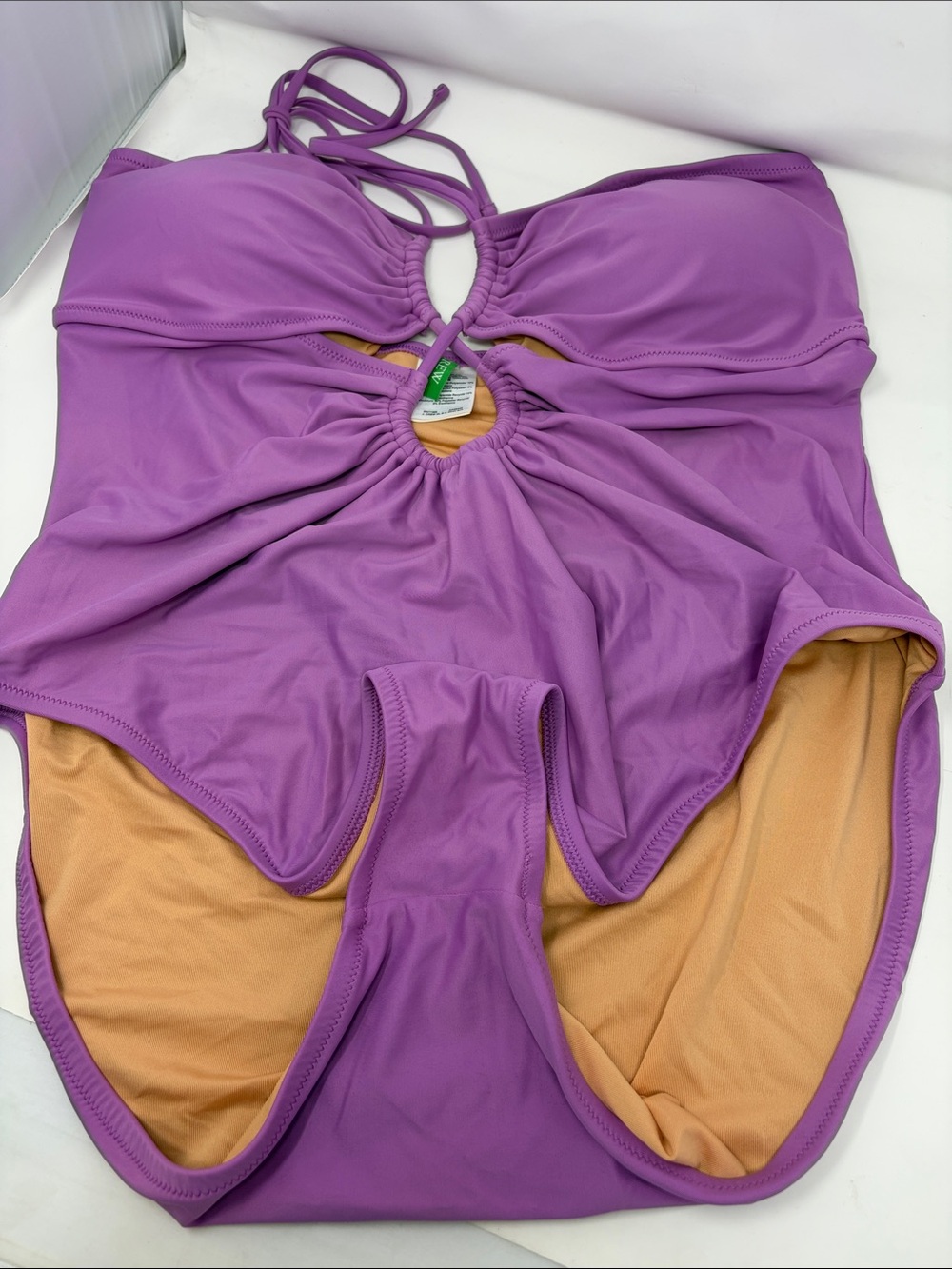 J. Crew Halter Purple One-Piece Swimsuit with Cutout Detail Size 18